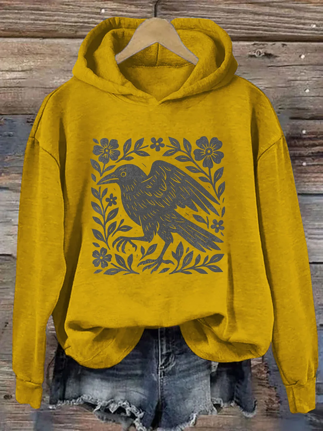 Gothic Raven Graphic Hoodie