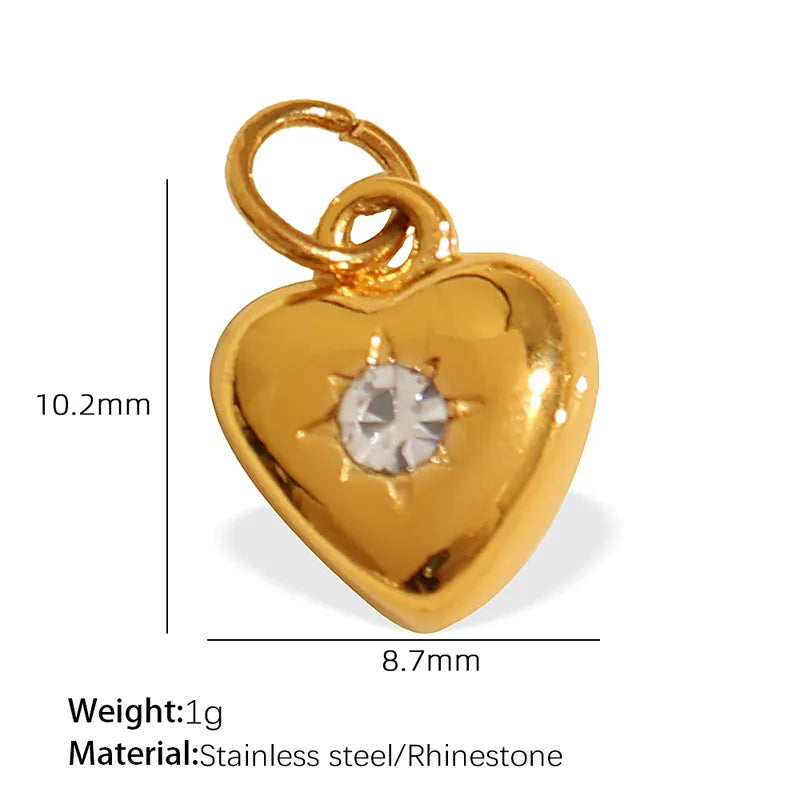 1 Piece 14.2*9.3mm 304 Stainless Steel Artificial Rhinestones 18K Gold Plated Moon Heart Shape Horseshoe Pendant Jewelry Accessories