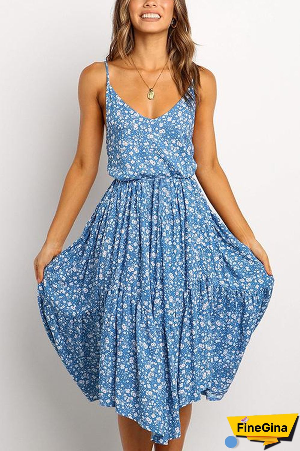 Floral Print Slip Midi Dress