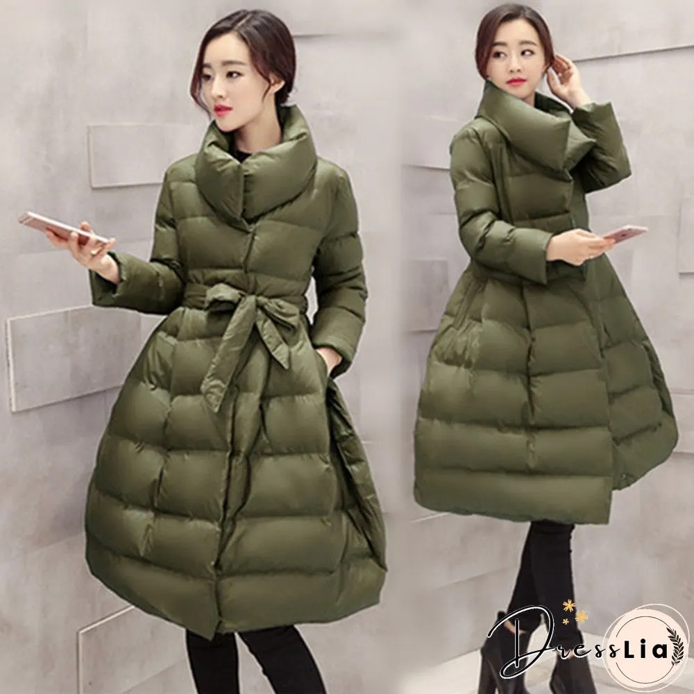 New Women Winter Down Jackets Warm Long Slim Coat And Jacket Female Big Swing Women Snow Outwear