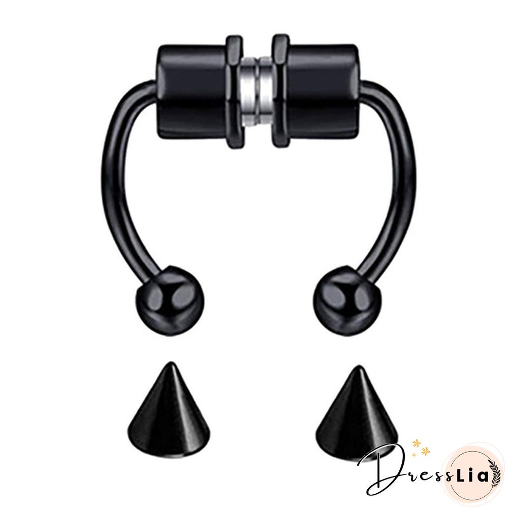 Magnetic Horseshoe Nose Rings 316L Stainless Steel Faux Septum Rings Fake Piercing Clip on Nose Hoop Rings Gift for Women Girl