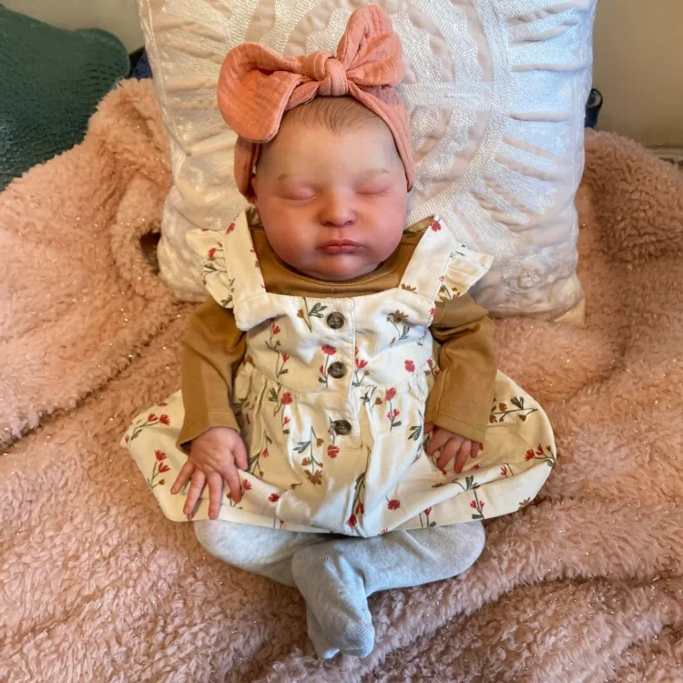  [New] 20" Lifelike Reborn Girl Baby Painted Hair Doll Tulbina with Heartbeat💖 & Sound🔊 - Reborndollsshop®-Reborndollsshop®