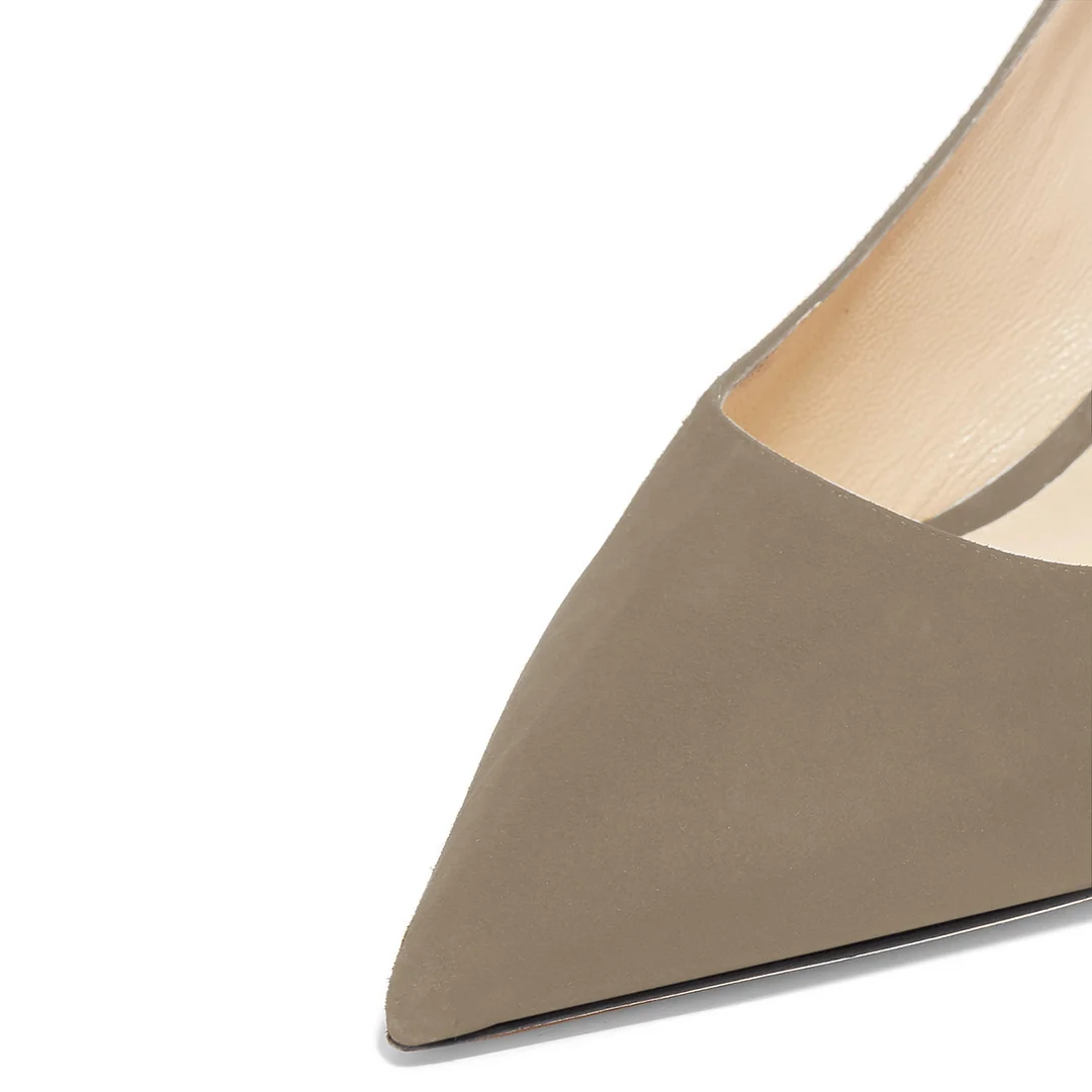 Faux Suede Sophisticated Pointed Elegant Kitten Heel Pumps in Gray  