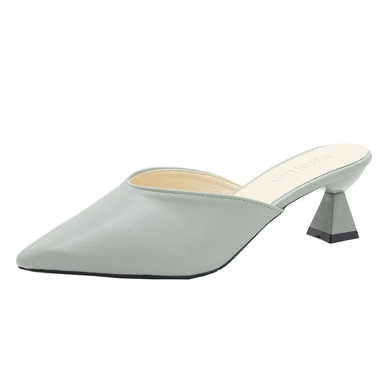 2021 White Elegant Office Shoes Women Temperament High Heels 5CM Slip on Sandals Slip-on Comfortable Ladies White Women Shoes