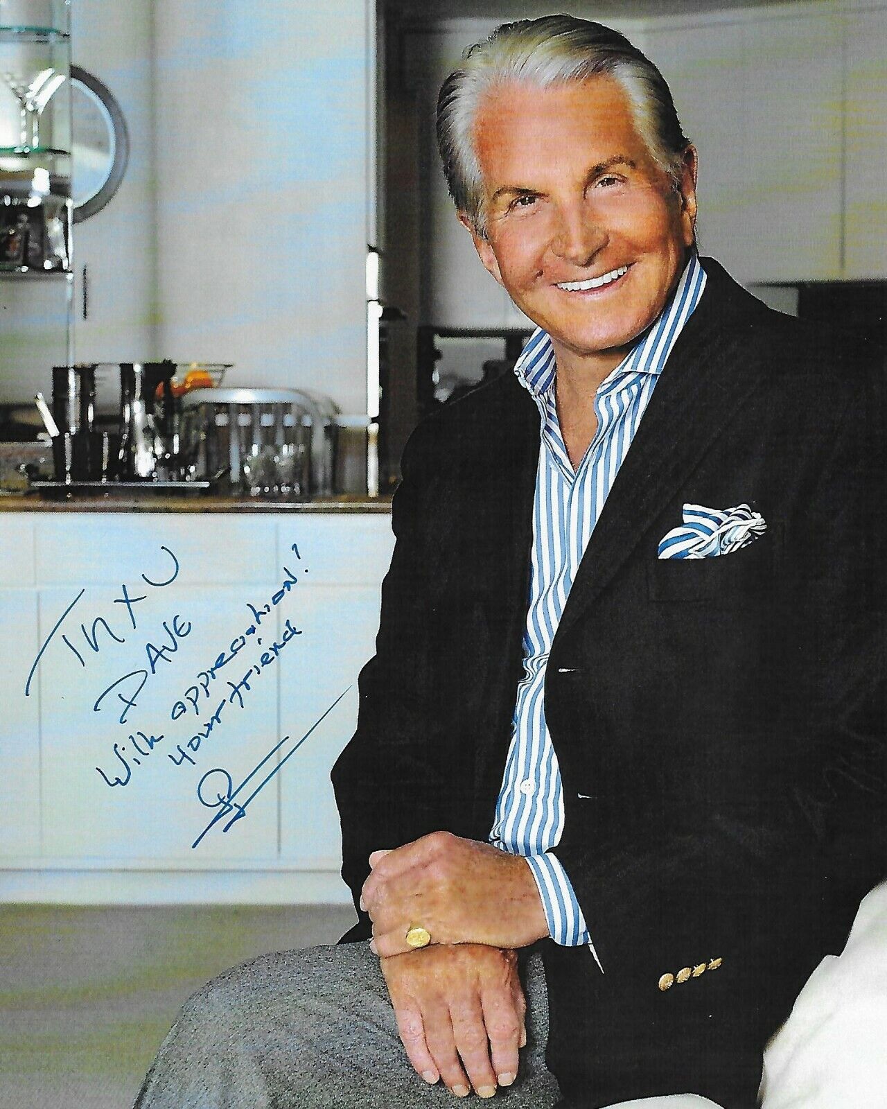 George Hamilton Original Autographed 8X10 Photo Poster painting (personalized to Dave)