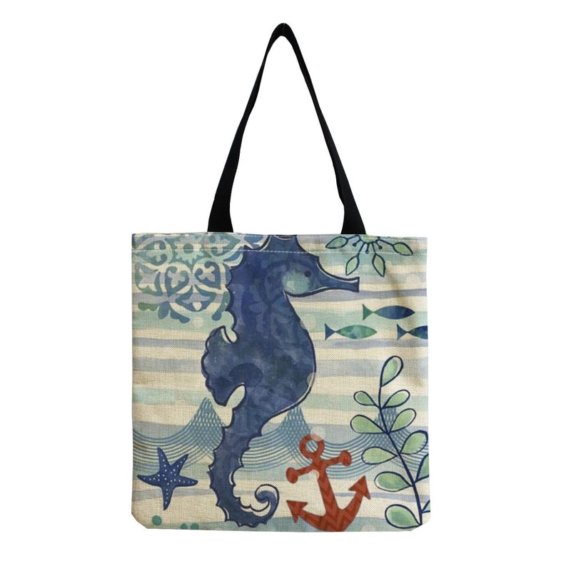 Women’s Medium Linen Animal Beach Square Open Shopping Bags