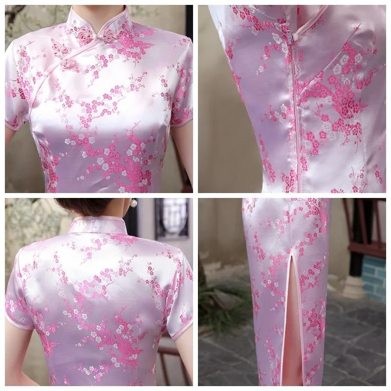 Plus size  plum blossom, brocade fabric long Qipao