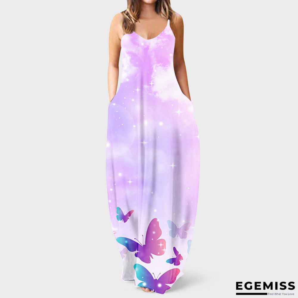 Butterfly Neck Sleeveless Strap Long Dress Black Dresses | EGEMISS