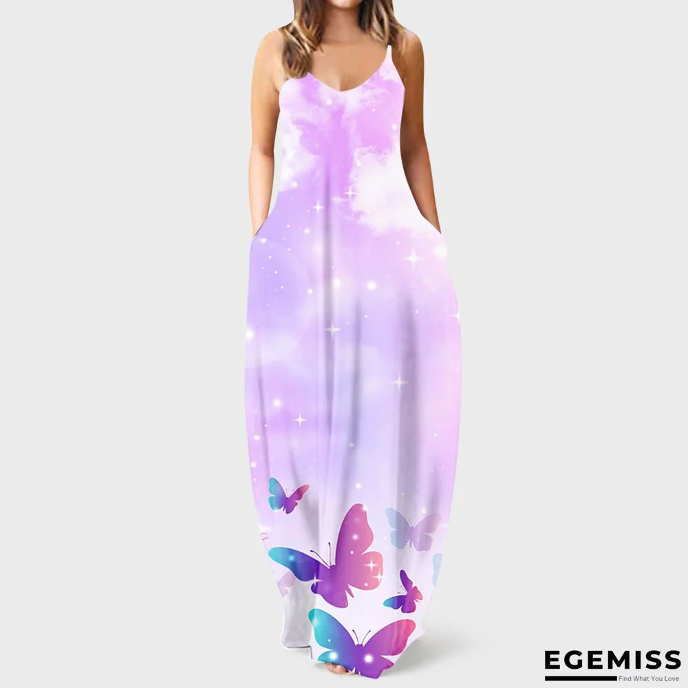 Butterfly Neck Sleeveless Strap Long Dress Black Dresses | EGEMISS