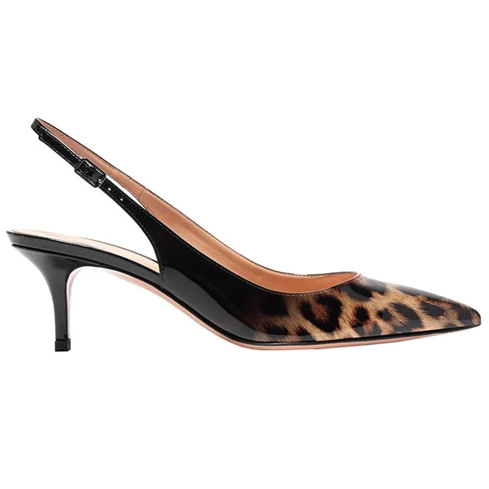 Women's Pointed Toe Slingback Shoes Kitten Heel Pumps Comfortable Dress Gradient Shoes-vocosishoes