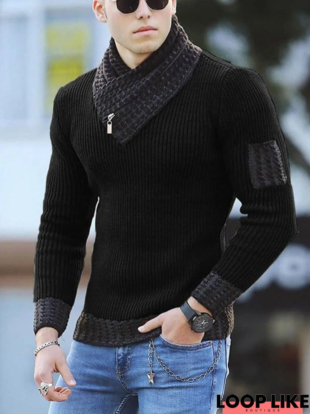 Men's Casual Pullover Long Sleeve Turtle Neck