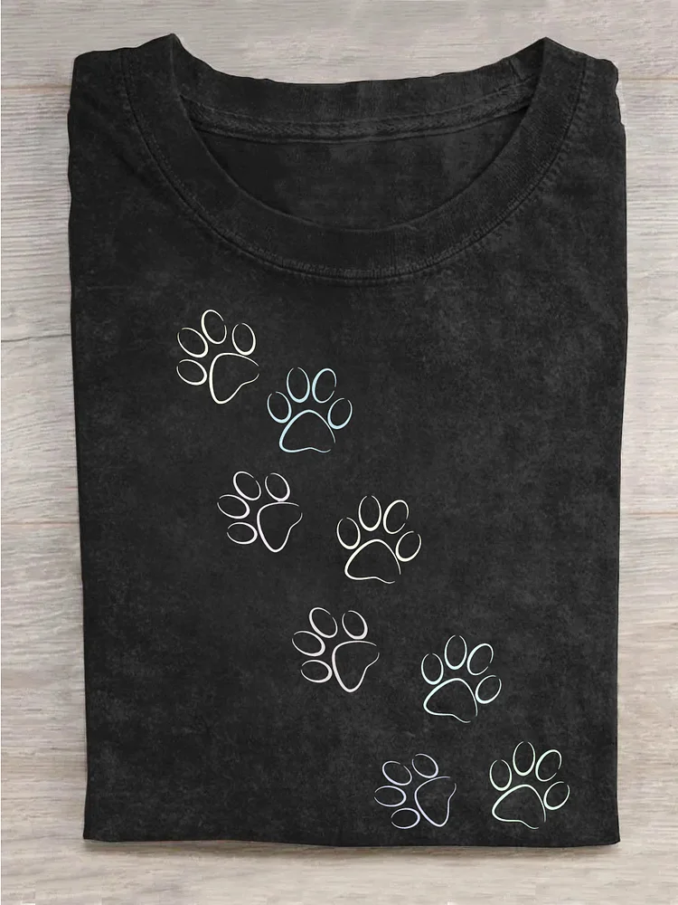 Teecade Teecade Dog Footprints T-shirt