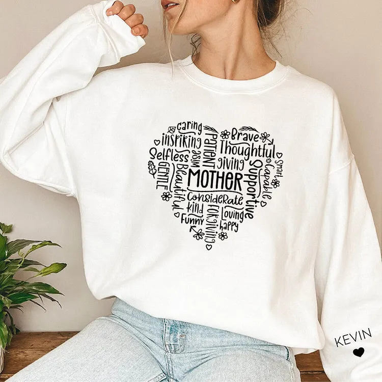 Custom Mothers Day Sweatshirt, Names on the Sleeve,Mama Sweatshirt, Mom Life Sweatshirt, Mother Sweatshirt, Mom Sweatshirt, Gift for Mom, Mothers Day Gift