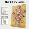 DIY Pearl Painting Pink Roses for Home Wall Decor with Frame(40x30cm)