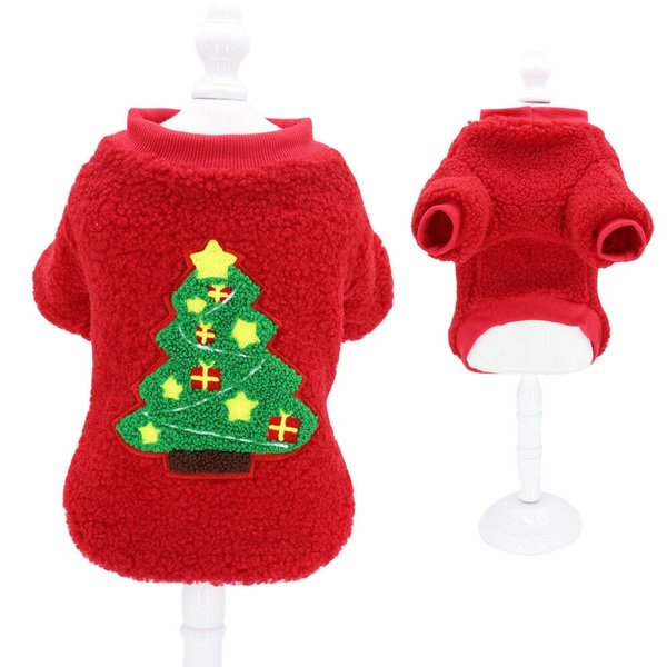 Dog Christmas Outfit Winter Warm Jumper Cute Sweater Fleece Halloween Costumes - Shop Trendy Women's Fashion | TeeYours