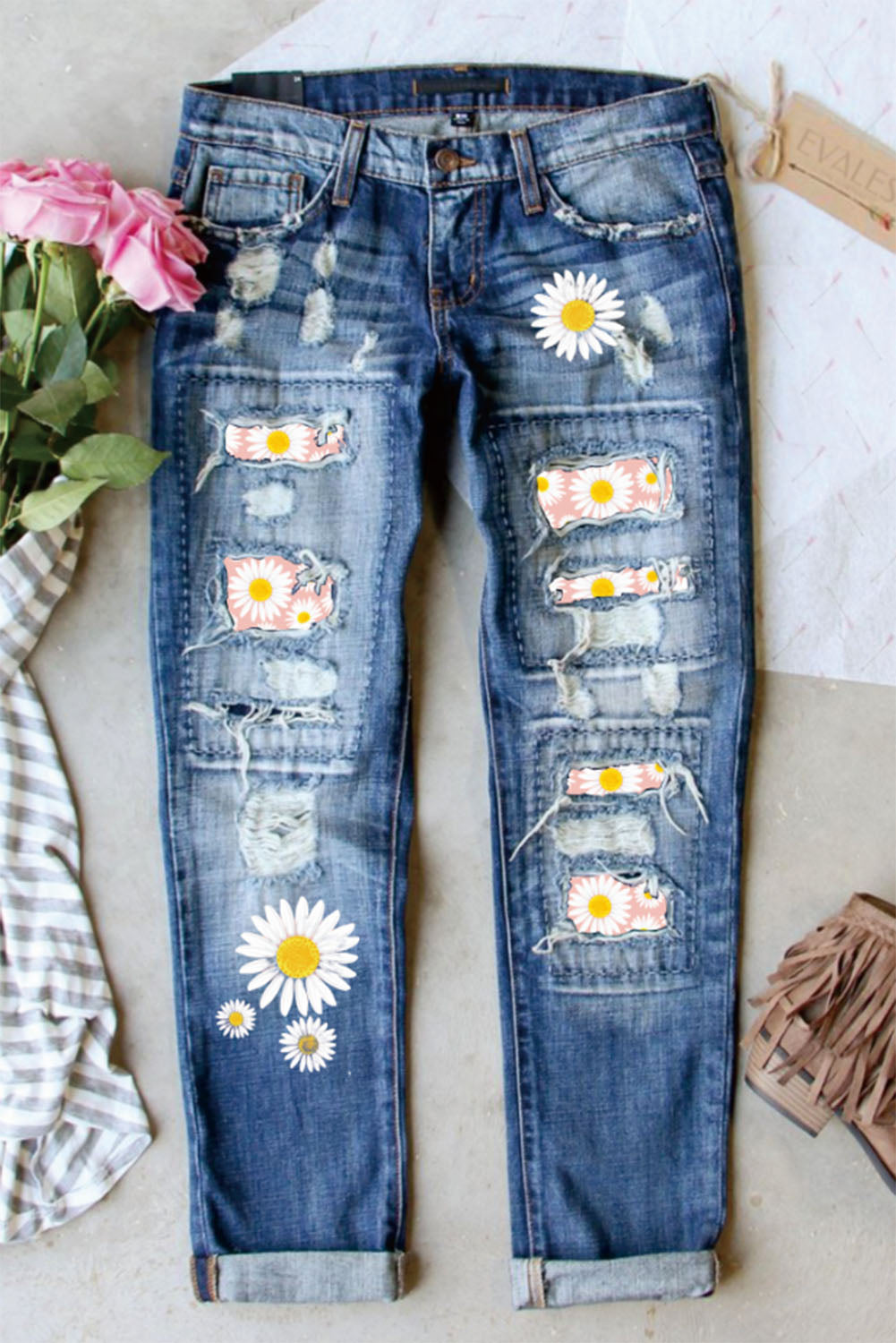 Daisy Ripped Ripped Jeans