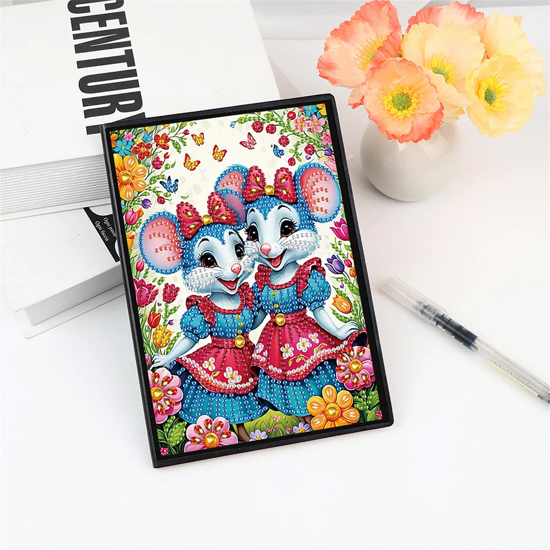 2pcs Mouse Partial DIY 50 Pages A5 Diamond Painting Notebook for Study Home