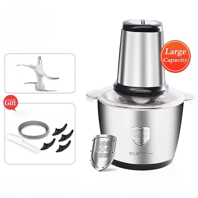 Electric Food Chopper 3L Stainless Steel Meat Grinder Food Processor  Blender Machine Kitchen Appliances,EU Plug