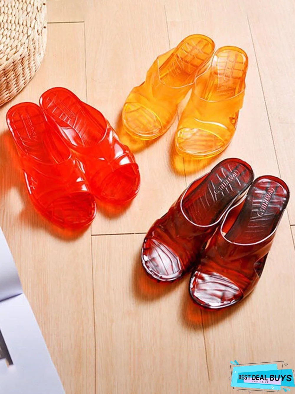 Crystal Clear Waterproof Wedge Slides