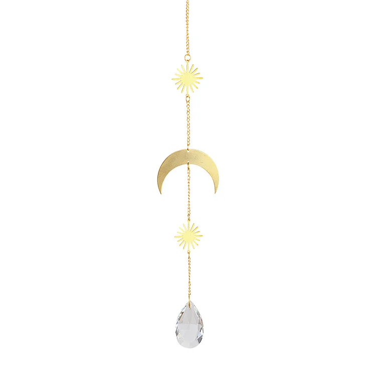 1/5pcs Hanging Moon Sun Heart Ball Light Catcher Crystal Outdoor Wind Chime gbfke