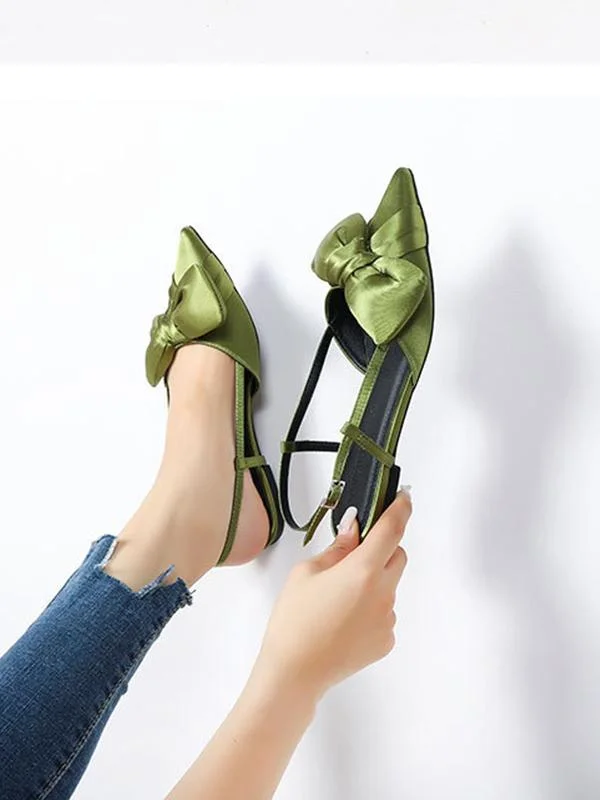 Fashion women's flat shoes with bow sandals