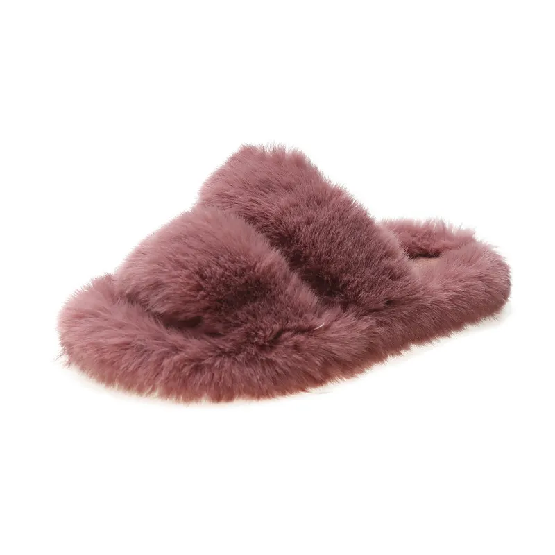 Breakj Breakj Autumn And Winter New Plush Slippers Women Home Warm Cotton Slippers Casual Fashion Wearing Hair Slippers Women