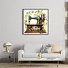 Flower Sewing Machine-14CT Stamped Cross Stitch 40*40cm/15.75*15.75in