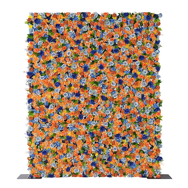 A8186 Orange Blue Rose Babysbreath Wedding Backdrop Decor5D Cloth Flower Wall