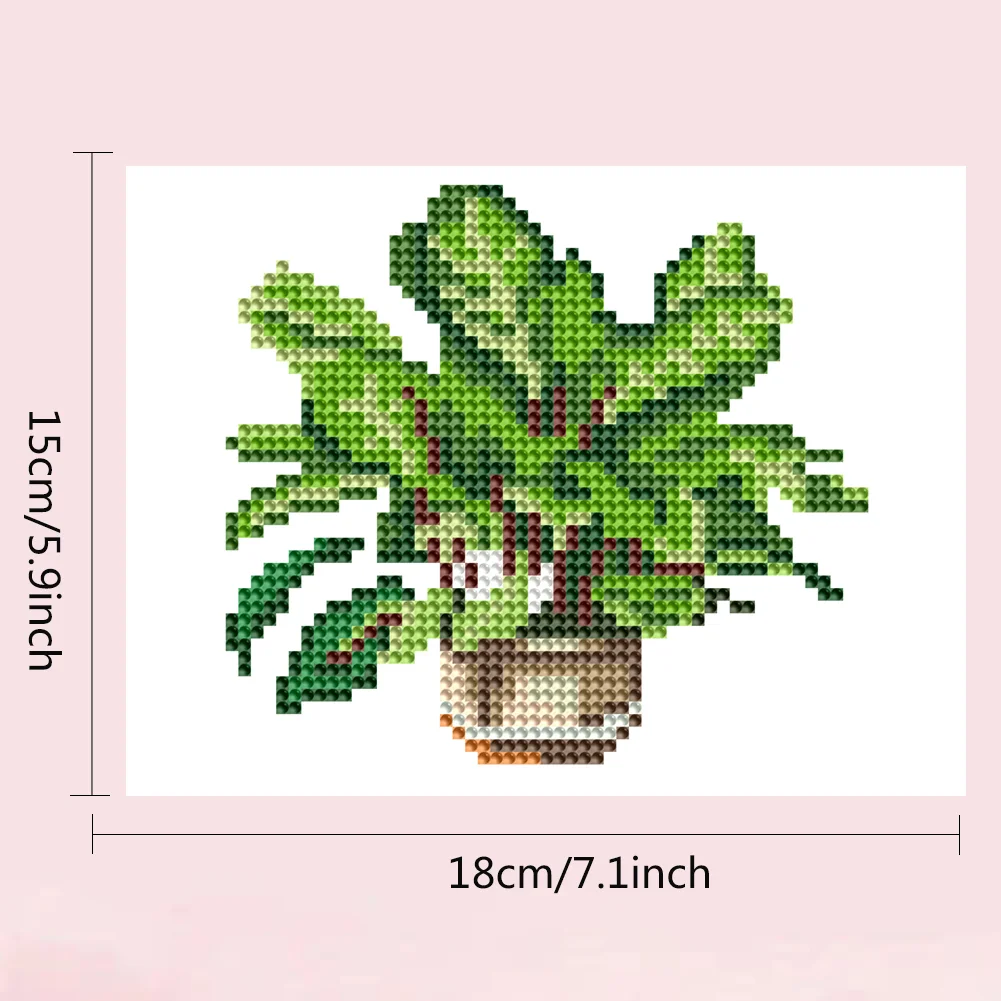 12pcs Plant DIY Mini Round Diamond Painting Set Table Decor No Frame 15x18cm