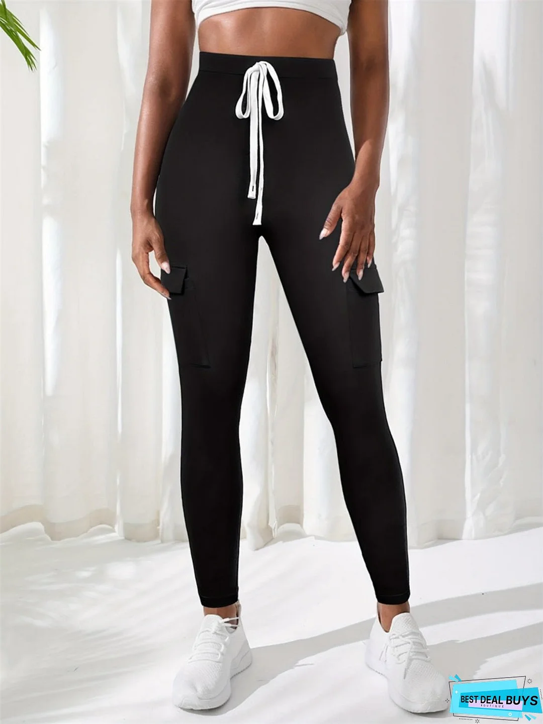 High Waist Skinny Pants with Pockets