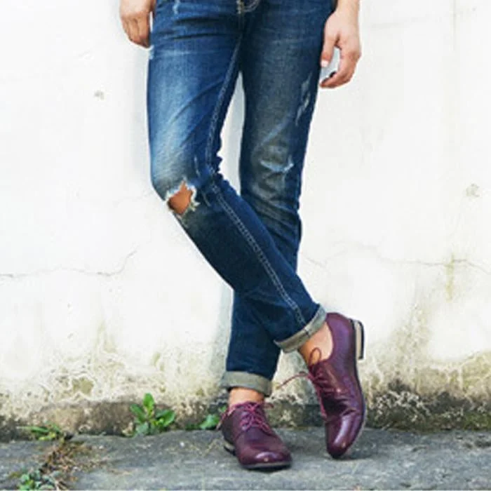Round-toe Casual Men's Shoes Lace-up Leather Shoes | EGEMISS