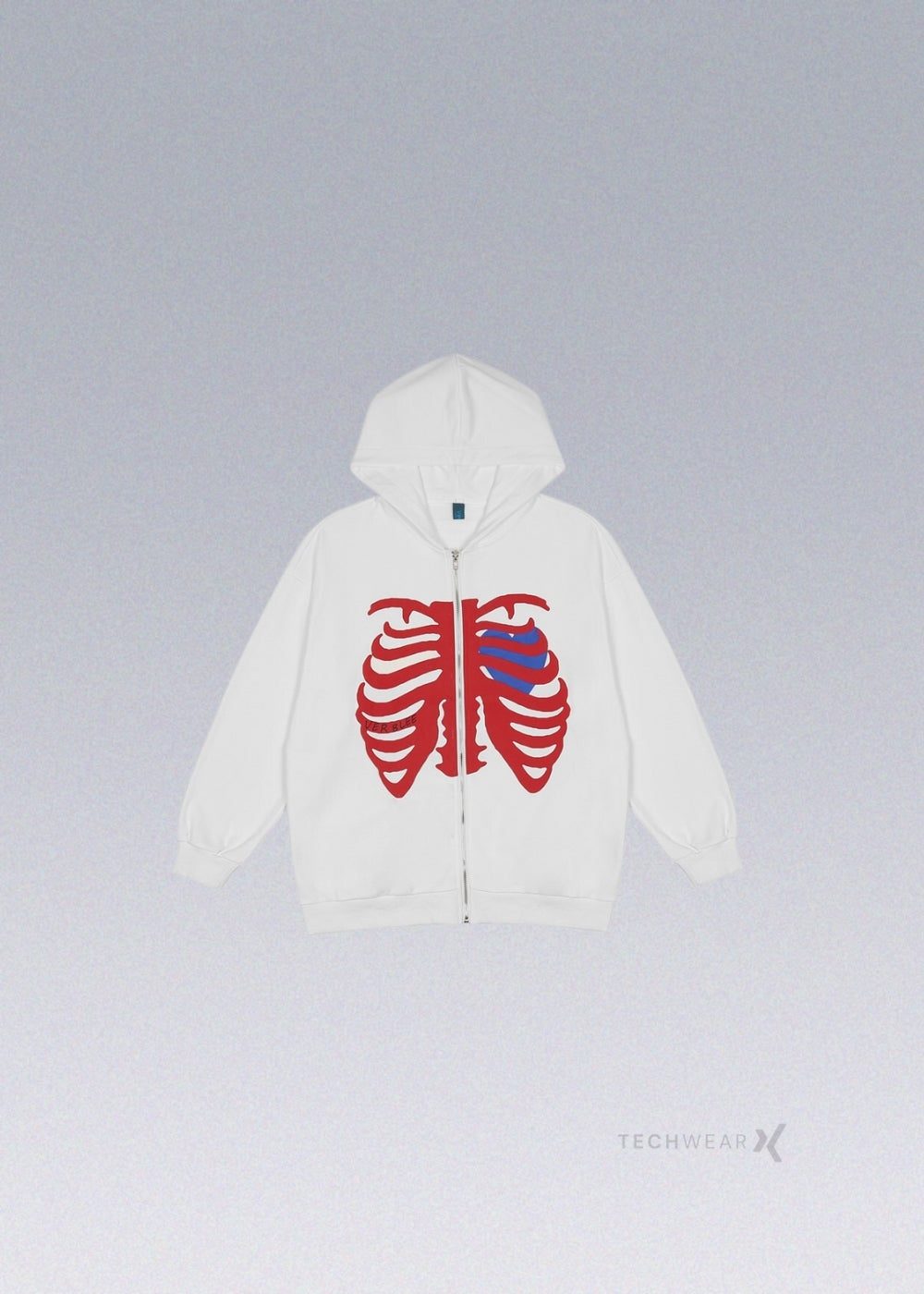 Heart Skeleton Zip Hoodie Techwear - X techwear-x