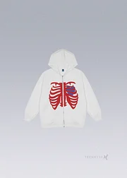Heart Skeleton Zip Hoodie - Techwear - X