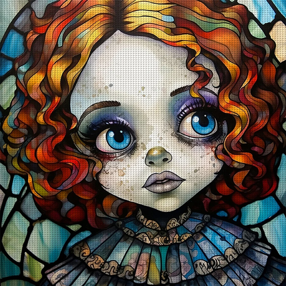 11CT Full Stamped&nbsp;Cross Stitch - Big Eyes Doll(Canvas|40*40CM)