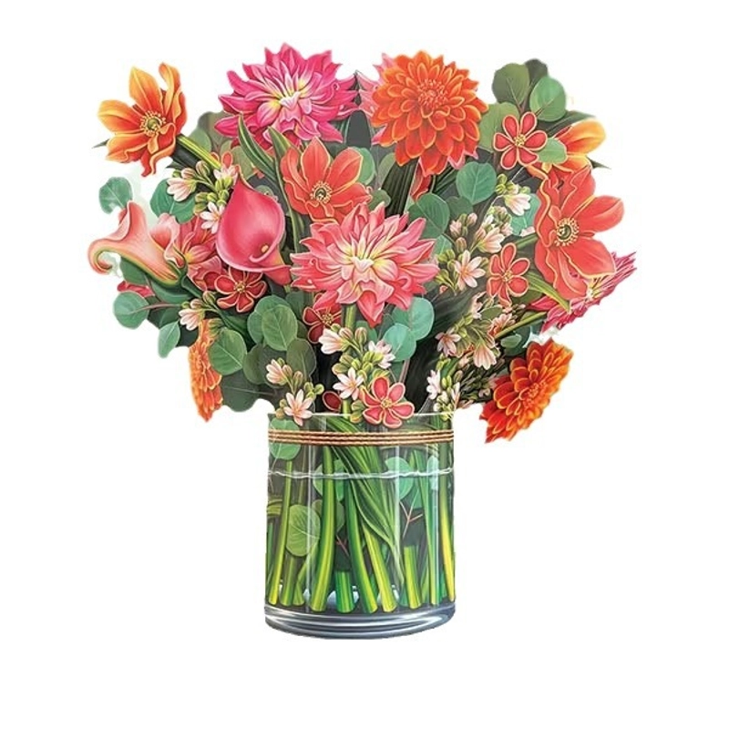 Explosions Creative 3D Stereo Greeting Card Mother’s Day Paper Flowers In Hand Thank You Gift Greeting Card