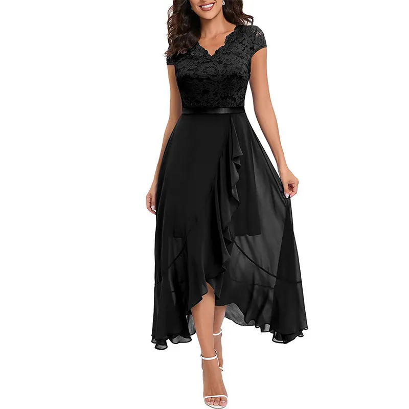 Uveng Uveng Party Dress Wish Dress V Neck Sleeveless Lace Mesh Dress