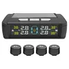Tire Pressure Monitoring System with 4 Sensors USB/Solar TPMS for Car SUV Sedan