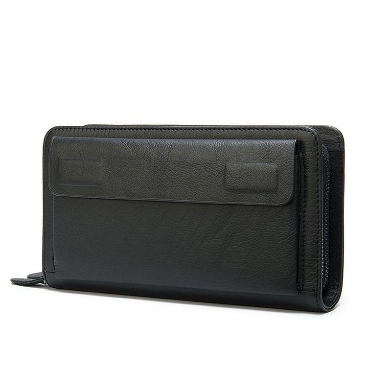 Card Holder Contrast Color Soft Leather Currency Pocket Zipper Closure Wallet