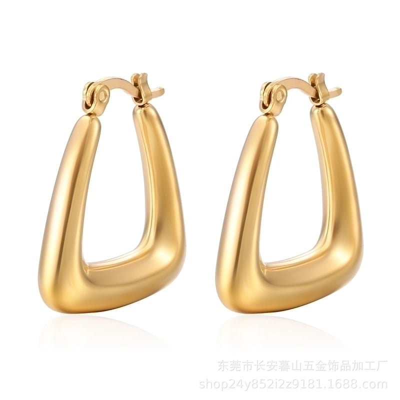 1 Pair Fashion Solid Color Plating 304 Stainless Steel 18K Gold Plated Earrings
