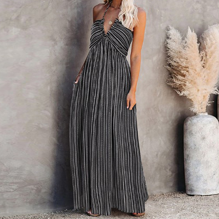 Holiday Style Adjustable Strap Backless Long Dress