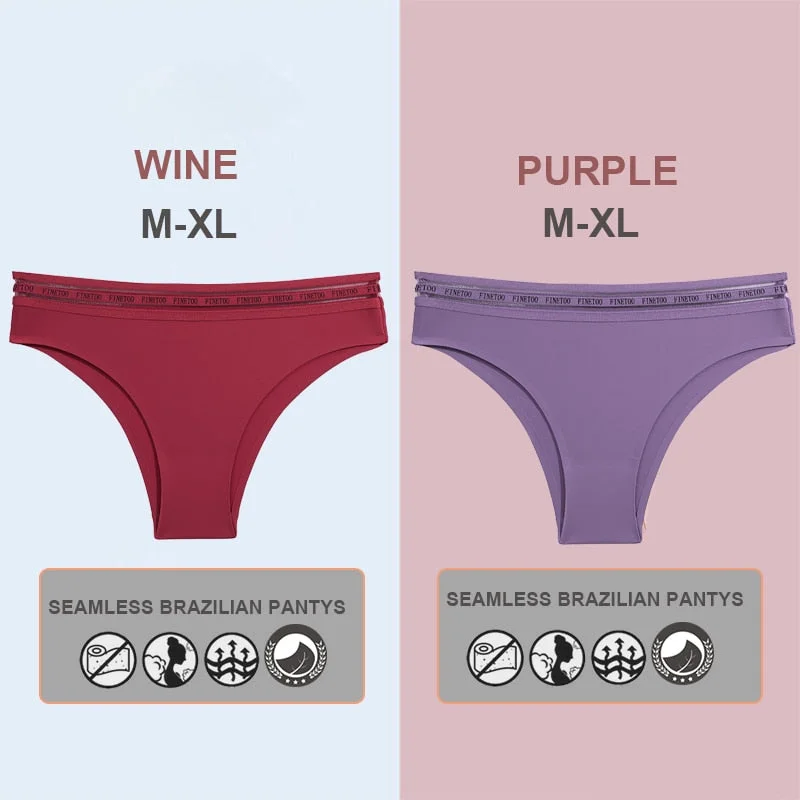 FINETOO 2PCS/Set Women Seamless Lingerie Letter Underpants Ladies 6 Solid Colors M-XL Woman Sexy Panties Briefs Underwear Thong