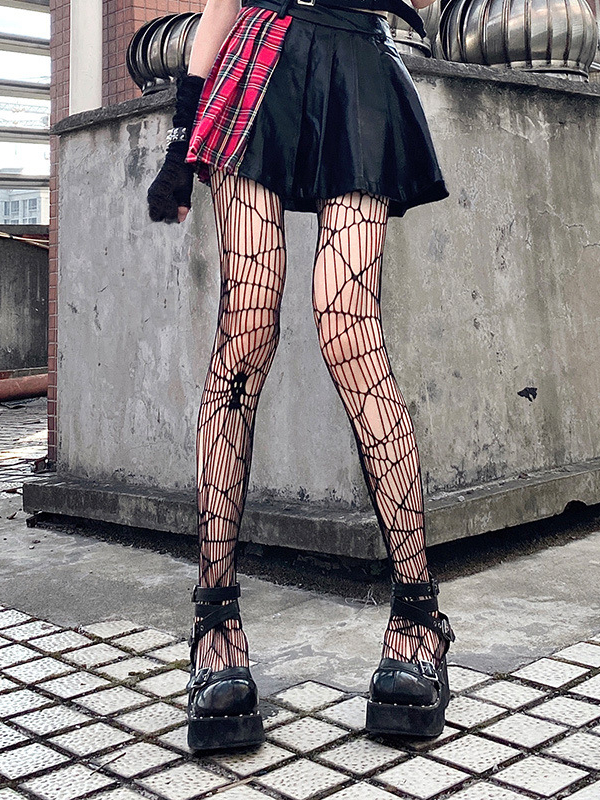Goth Skull Fishnet Tights