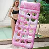 Inflatable Pool Float Lounger with Headrest PVC Air Mattress for Lake Beach