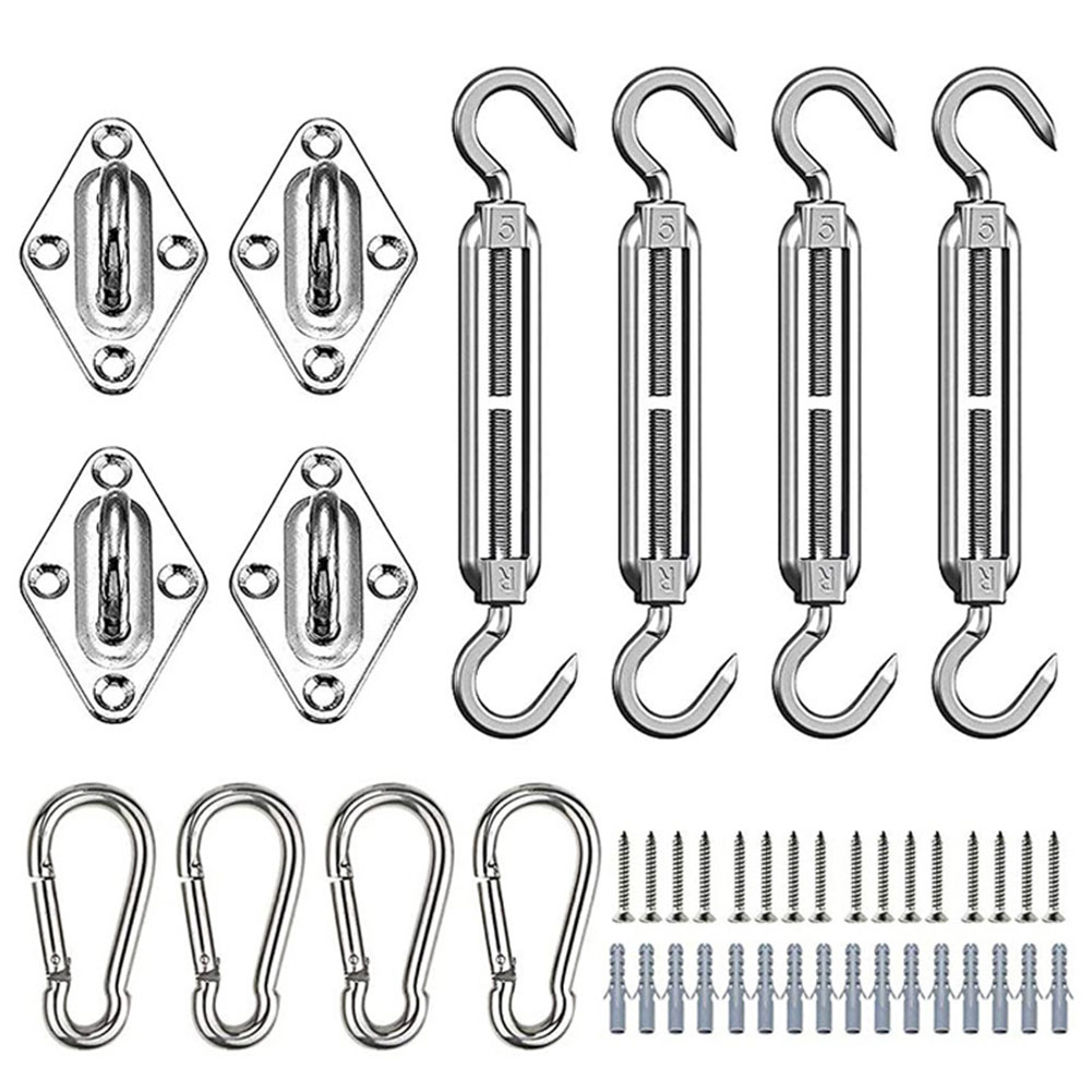 

44pcs 304 Stainless Steel Outdoor Sun Shade Sail Installation Hardware Kit, 501 Original