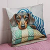 Dachshund Stamped Cross Stitch Pillow Cover Kit 11CT 3 Strands 45x45cm Handmade Embroidery Cushion Cover for tapestrymarket