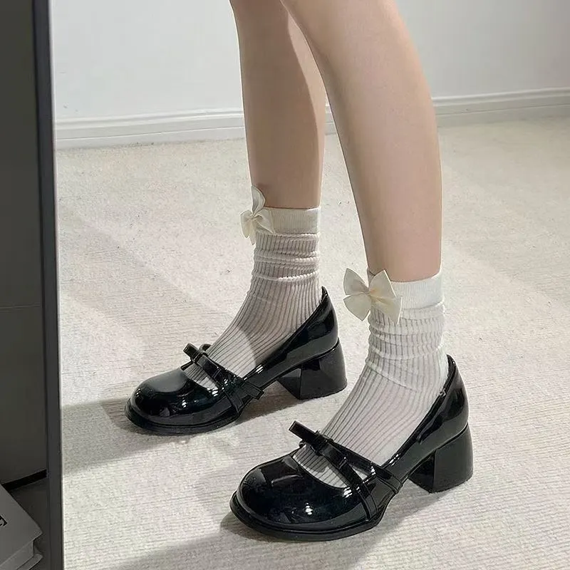 Breakj Breakj Single Shoes Women Sweet And Cool 2025 Gentle Shoes New Pure High Heel Bow Mary Precious Shoes