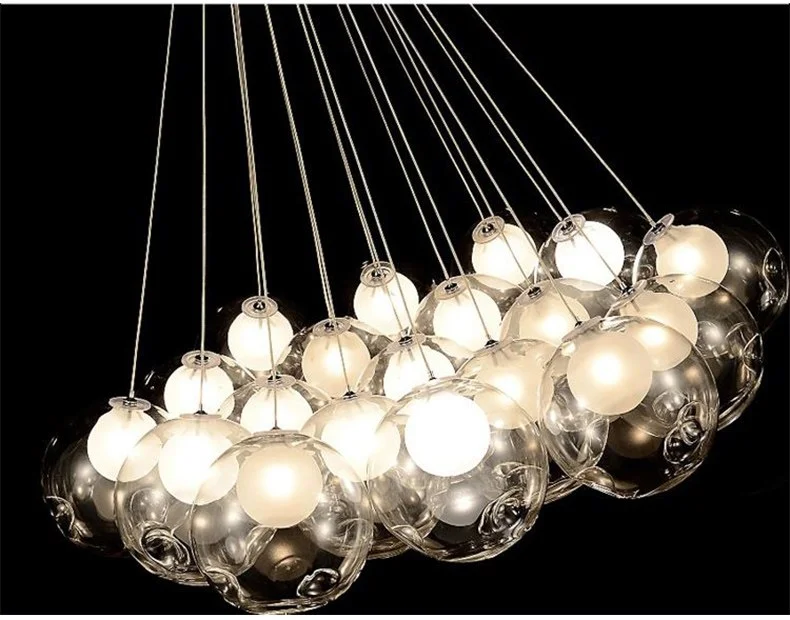 Nordic Modern LED Double-Deck Glass Ball Pendant Lights G4 Bulb Hall Lights