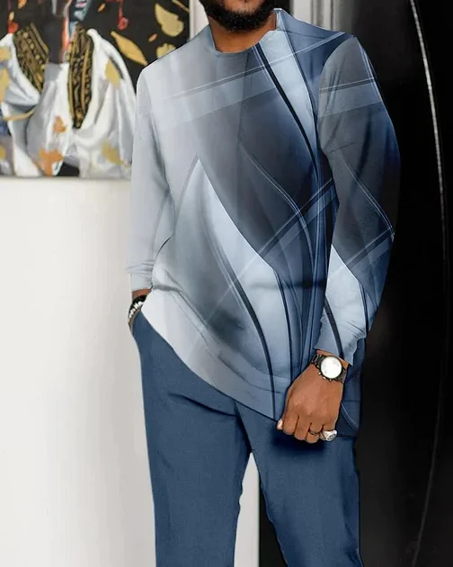 Men's Casual Color Blocking Long Sleeve Walking Suit-201
