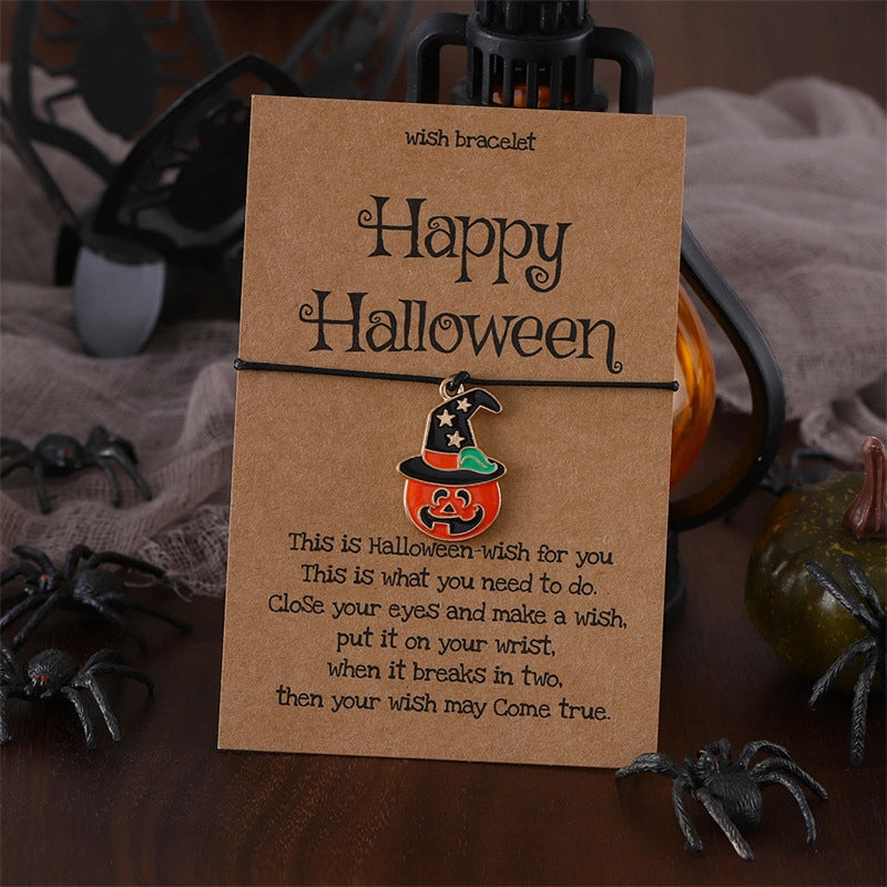 Halloween Pumpkin Ghost Skull Woven Bracelet Personalized Exaggerated Adjustable Hand Rope For Men And Women2