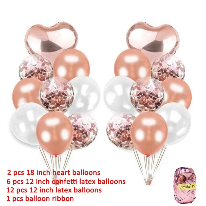 Rose Gold Number Foil Balloon Party Decorations Wedding Happy Birthday Party Kids Baby Shower Boy Girl Decor First 1st Supplies